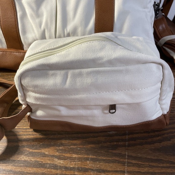 Weekend Overnight Travel Bags 3-piece White Canvas Duffel Duffle Luggage Dop Kit - Picture 8 of 9